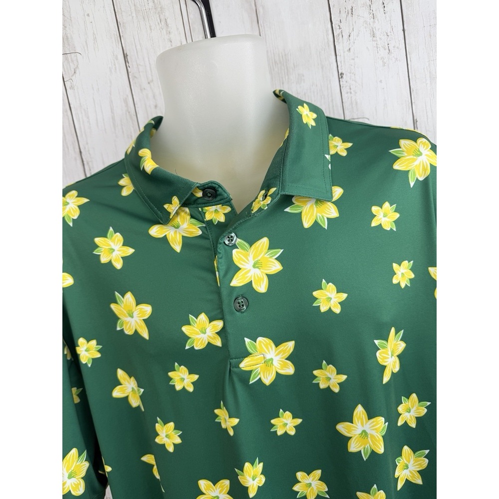 Men's Snake Eyes Azaleas Polo Golf Shirt Yellow Green Size XL